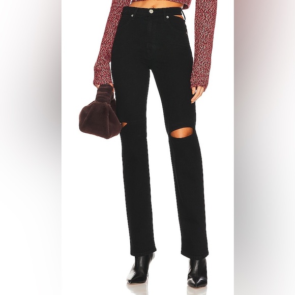 Helmut Lang Cut Out Black Straight Leg Women's Jeans - Picture 1 of 7